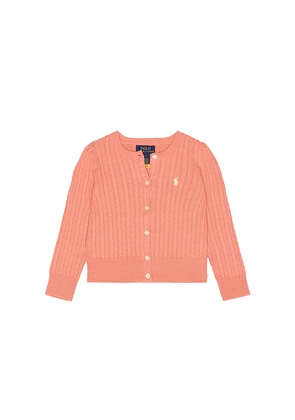 Polo Ralph Lauren Cable Knit Cotton Cardigan in Rose. Size 3. Also in 2, 4, 5, 6.