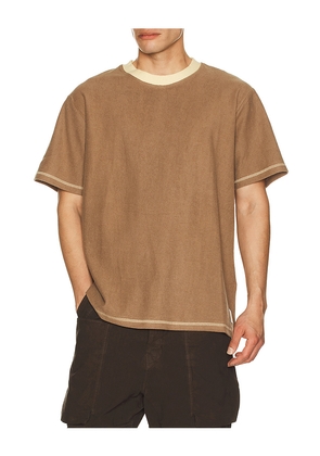Rhythm Contrast Vintage Terry T-Shirt in Brown. Size M. Also in S, L, XL/1X.