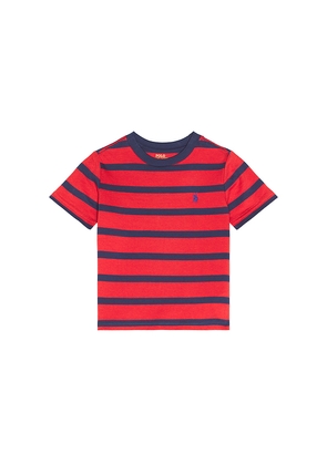 Polo Ralph Lauren Jersey Knit Striped Crewneck T-shirt in Red. Size 2. Also in 3, 4, 5, 6.