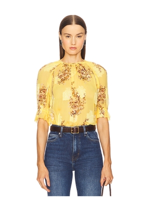 Ulla Johnson Pippa Short Sleeve Blouse in Yellow. Size 2. Also in 0, 12.