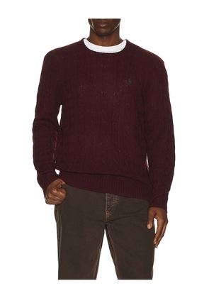 Polo Ralph Lauren Wool Cashmere Cable Knit Crewneck Sweater in Burgundy. Size M. Also in XL/1X.
