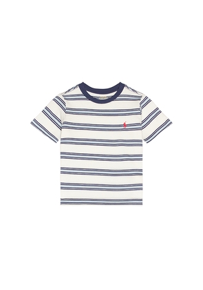 Polo Ralph Lauren Short Sleeve Jersey Knit Striped Crewneck T-shirt in White. Size 2. Also in 3, 4, 5, 6.