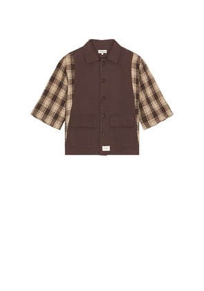 Wish Me Luck Workers Plaid Top in Brown. Size M. Also in S, L.