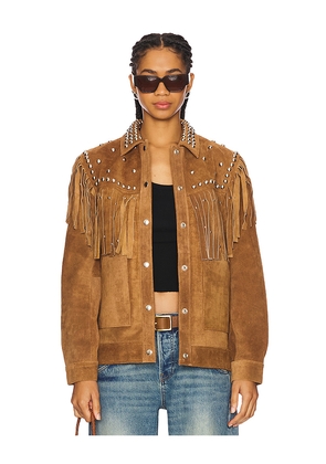 Understated Leather Izzy Jacket in Brown. Size S. Also in XS, M.