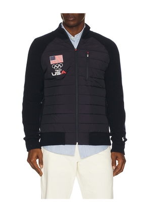 Polo Ralph Lauren Winter Olympics Nylon Sweater Full Zip in Navy. Size M. Also in S, XL/1X, XXL/2X.