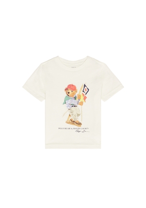 Polo Ralph Lauren Short Sleeve Jersey Knit Novelty Sailing Bear Crewneck Graphic T-shirt in White. Size 2. Also in 3, 4, 5, 6.
