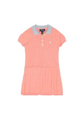 Polo Ralph Lauren Short Sleeve Cotton Mini Cable Knit Collared Dress in Rose. Size 2. Also in 3, 4, 5, 6.