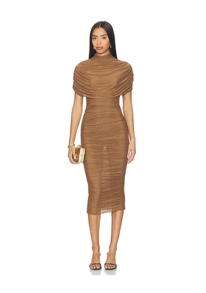 SEROYA Riondra Mesh Dress in Brown. Size L. Also in M, S, XL, XS, XXS.