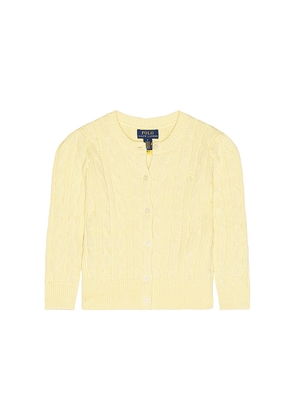 Polo Ralph Lauren Long Sleeve Cotton Cable Knit Cardigan in Yellow. Size 2. Also in 3, 4, 5, 6.