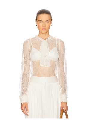 Ulla Johnson Iliana Necktie Long Sleeve Blouse in White. Size 4. Also in 6.