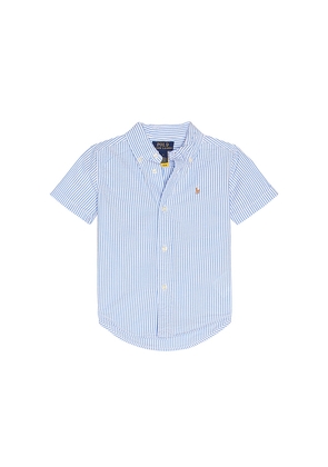Polo Ralph Lauren Short Sleeve Seersucker Striped Sport Shirt in Blue. Size 2. Also in 3, 4, 5, 6.