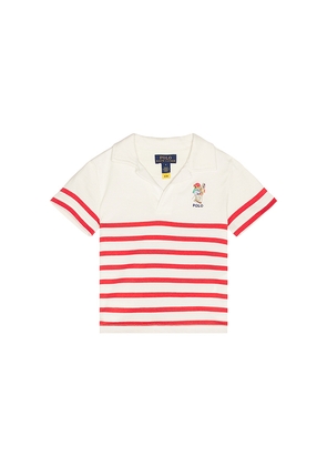 Polo Ralph Lauren Short Sleeve Jersey Knit Striped Rugby Collared Shirt in Red. Size 2. Also in 3, 4, 5, 6.
