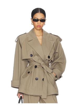 SELMACILEK Khaki Terra Trenchcoat in Beige. Size L. Also in M, S, XS.