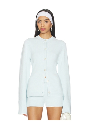 SEROYA Tira Knit Cardigan in Baby Blue. Size M. Also in S, XS, XXS.