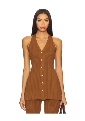 Veronica Beard Dax Knit Vest in Brown. Size S. Also in XS, M, XL.