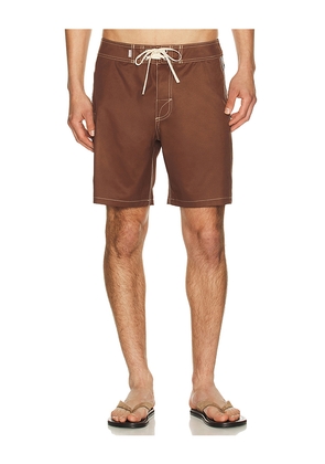 Rhythm Panel Stripe Trunk in Brown. Size 30. Also in 32, 33, 34, 36.