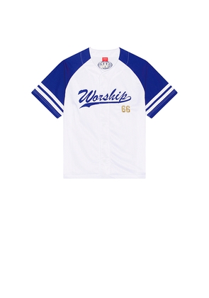 Worship Supplies Major League Shirt in White. Size M. Also in S, L, XL/1X.
