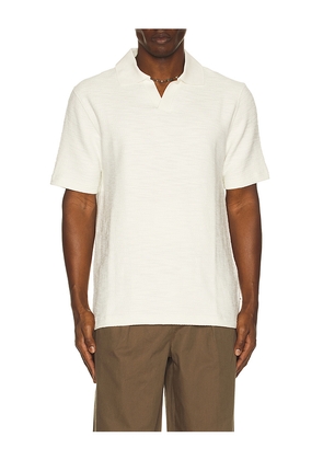 SAMSOE SAMSOE Samac V-Neck Polo in Cream. Size M. Also in S, XL/1X, XXL/2X.