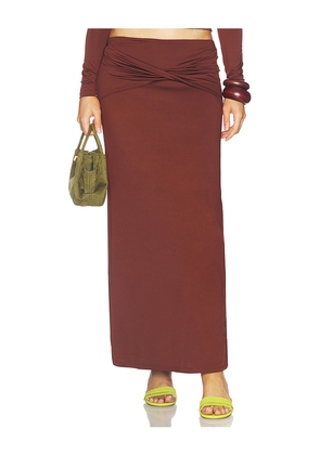 SEVEN WONDERS Kamilla Twist Maxi Skirt in Chocolate. Size M. Also in XS, S, XL.