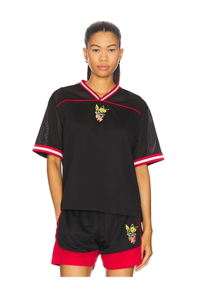 WE11DONE Mesh Track T-shirt in Black. Size S. Also in XS, L.