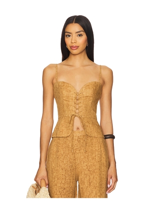 Usisi Sister Josie Linen Top in Tan. Size M. Also in L, S, XS.