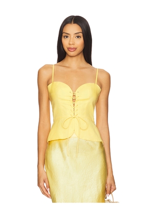 Usisi Sister Josie Linen Top in Yellow. Size M. Also in L, S, XS.