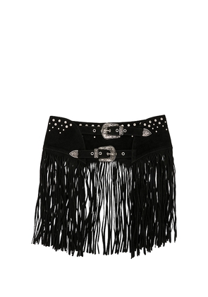 Understated Leather Fringe Studded Belt in Black. Size S. Also in XS, M.