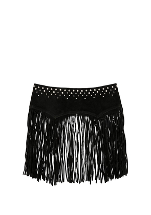 Understated Leather Fringe Studded Belt in Black. Size S. Also in XS, M, L, XL, XXS.
