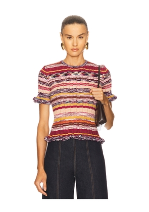 Ulla Johnson Miya Short Sleeve Knit Top in Red. Size XL. Also in XS, L.