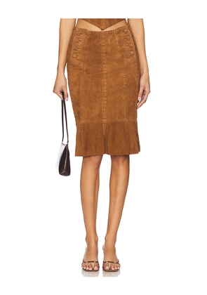 Understated Leather Handkerchief Leather Skirt in Brown. Size M. Also in XS, S, L, XL, XXS.