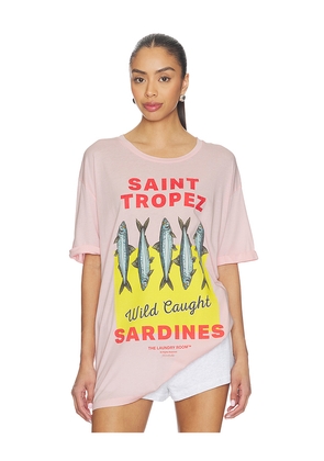 The Laundry Room Saint Tropez Sardines Oversized Tee in Blush. Size L. Also in M, S, XL, XS.