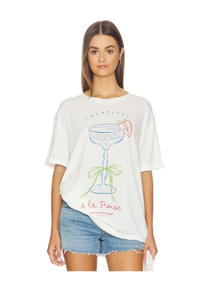 The Laundry Room Strawberry Champagne Oversized Tee in White. Size L. Also in M, S, XL, XS.