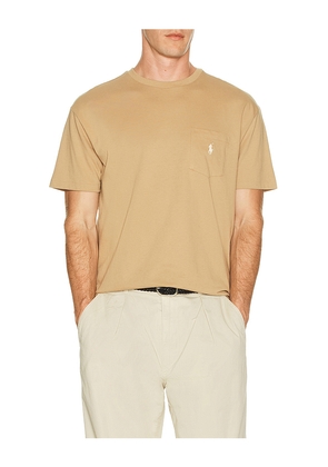 Polo Ralph Lauren Short Sleeve Crewneck Pocket Tee in Tan. Size L. Also in S, M, XL/1X, XXL/2X.
