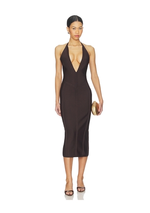 superdown Kass Bandage Midi Dress in Brown. Size L. Also in XXS, XS, S, M, XL.