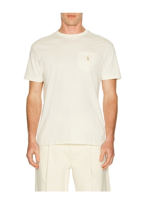 Polo Ralph Lauren Short Sleeve Crewneck Pocket in Cream. Size L. Also in S, M, XL/1X, XXL/2X.