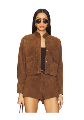 ZUT x REVOLVE Cropped Hair-on Cowhide Leather Jacket in Brown. Size M. Also in XS, L.