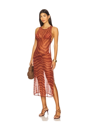 Vix Swimwear Twist Long Cover Up in Brown. Size M. Also in S, XS, L.
