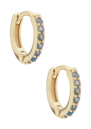 SHASHI Micro Teeny Tiny Pave Huggie in Blue.