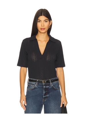 Vince Elbow Sleeve Polo Top in Navy. Size L. Also in S.