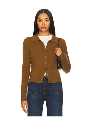 White & Warren Cashmere Collared Cardigan in Brown. Size M. Also in XS, S.