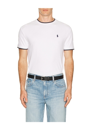 Polo Ralph Lauren Short Sleeve Stretch Mesh Crewneck Tee W Tipping Collar in White. Size L. Also in S, XXL/2X, M, XL/1X.
