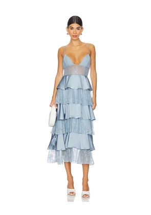 WeWoreWhat Tiered Lace Midi Dress in Blue. Size 10. Also in 00, 12.