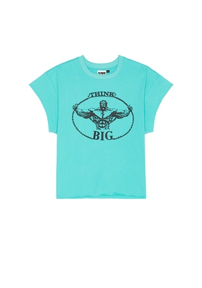 Y,IWO Think Big Cap Sleeve Tee in Blue. Size M. Also in L, S, XL/1X.