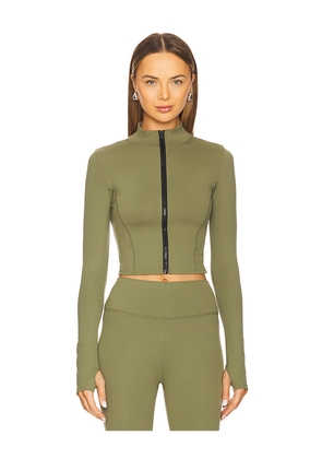 WeWoreWhat Cropped Active Zip-up in Olive. Size XL. Also in XS.