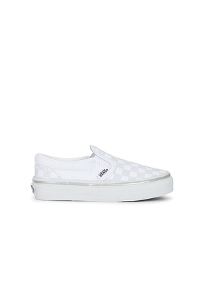 Vans Kids Classic Slip-On in White. Size 11. Also in 1, 11.5, 12, 12.5.