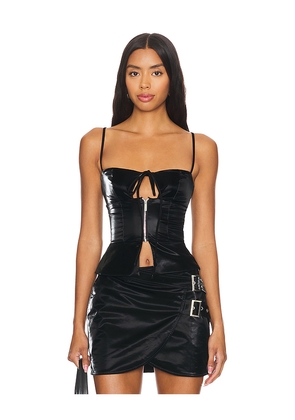 WeWoreWhat Faux Patent Leather Peplum Corset Top in Black. Size XS. Also in S.