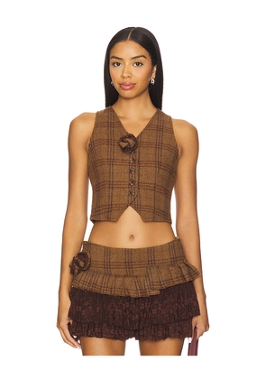 Zemeta Rosette Wool Vest in Brown. Size M. Also in XS, S, L.