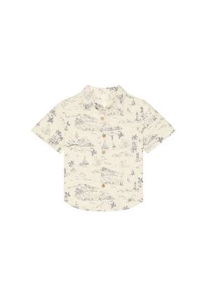 Rylee + Cru Collared Short Sleeve Shirt in Cream. Size 12-18M. Also in 18-24M, 2-3yr, 4-5yr.