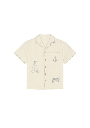 Rylee + Cru Lapel Collar Shirt in Cream. Size 2/3. Also in 4/5, 6/7.