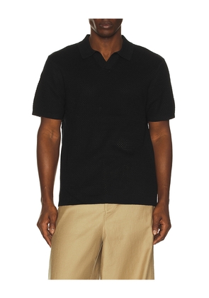 Reigning Champ Cotton Linen Victor Polo in Black. Size M. Also in S, XL/1X, XXL/2X.